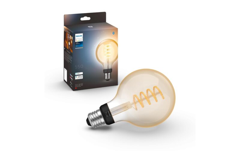 Philips Hue Ampoule White Ambiance, E27, Filament, Globe, BT