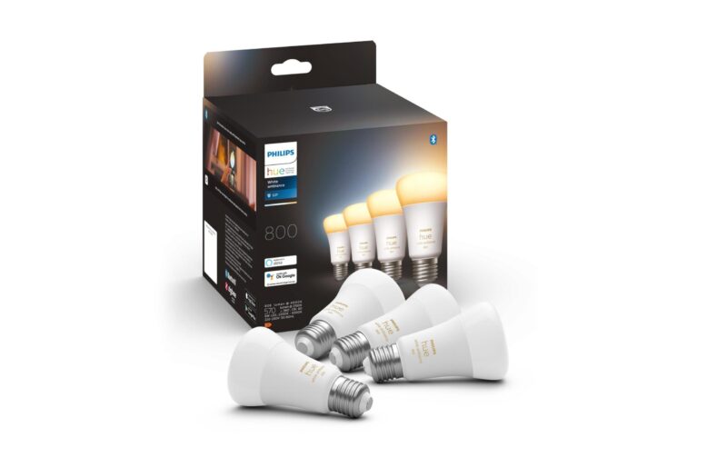 Philips Hue Ampoule White Ambiance, E27, 4 pièces, BT