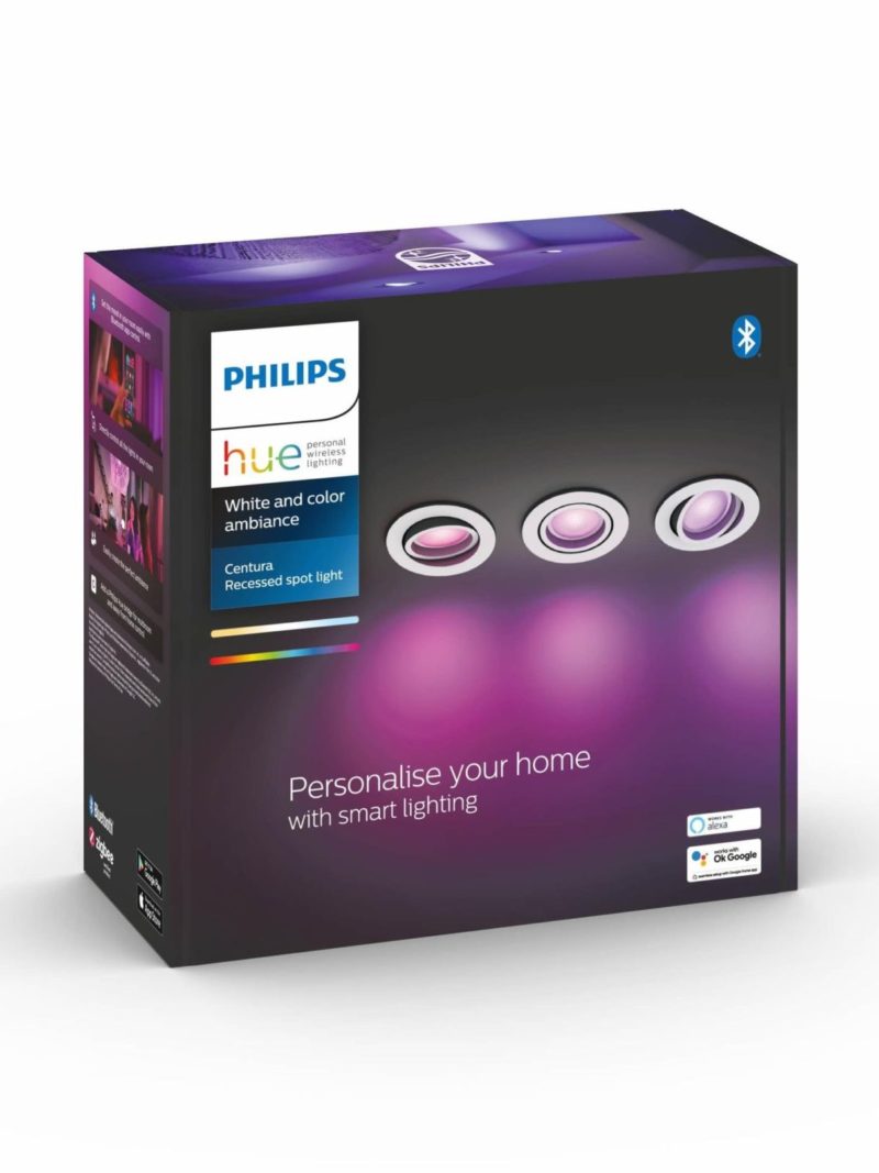 Philips Hue Spot à encastrer White & Color Ambiance, Centura, blanc, rond, 3pcs