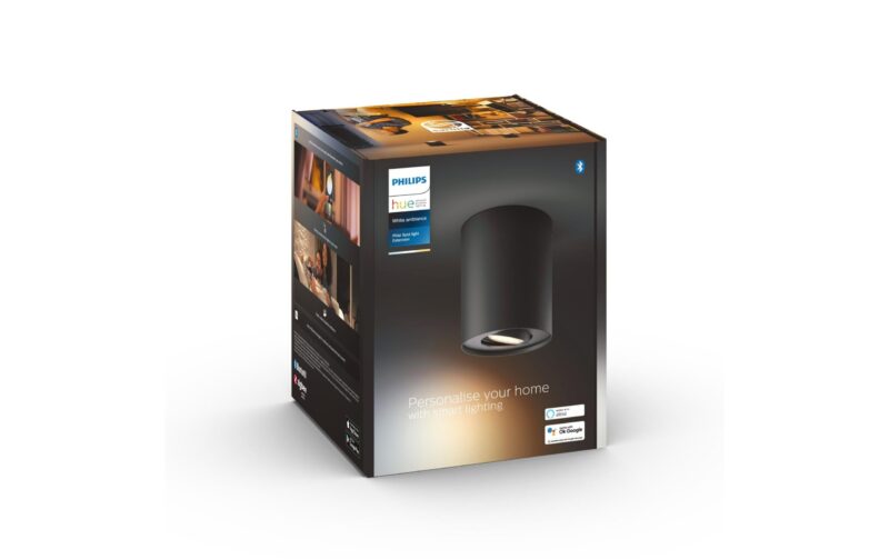 Philips Hue Spot encastré White Ambiance, Pilier 1x GU10, Noir