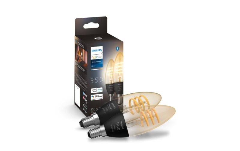 Philips Hue Ampoule Ambiance blanche, 4,6 W, E14, filament, 2 pièces