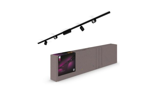 Philips Hue Spot LED sur rail Kit de base Perifo, Spots+Tube XL,Noir
