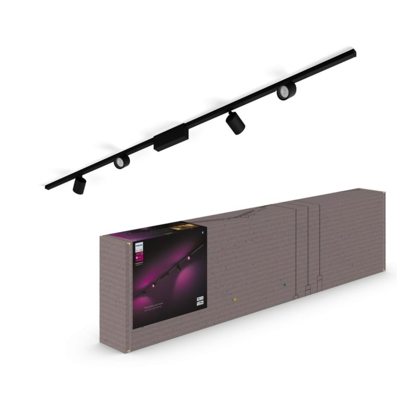 Philips Hue Spot LED sur rail Kit de base Perifo, 4 x 5,2 W, noir