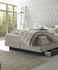 Lit boxspring incl. espace de rangement Denver Hasena 140x200 cm Gris / Anthracite_1