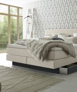 Lit boxspring incl. espace de rangement Denver Hasena 160x200 cm Beige / Anthracite_1