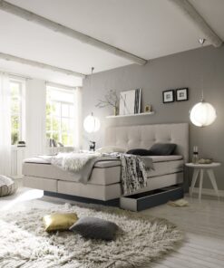 Lit boxspring incl. espace de rangement Miami Hasena 180x200 cm Beige / Anthracite_1