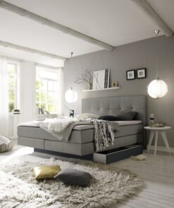 Lit boxspring incl. espace de rangement Miami Hasena 180x200 cm Gris / Anthracite_1