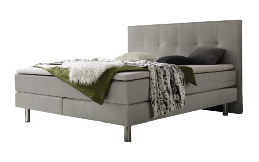 Lit boxspring Fleur Hasena 160x200 cm Gris/Argenté