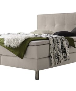 Lit boxspring Fleur Hasena 160x200 cm Gris/Argenté / Beige