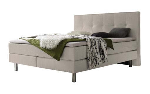 Lit boxspring Fleur Hasena 180x200 cm Gris/Argenté / Beige