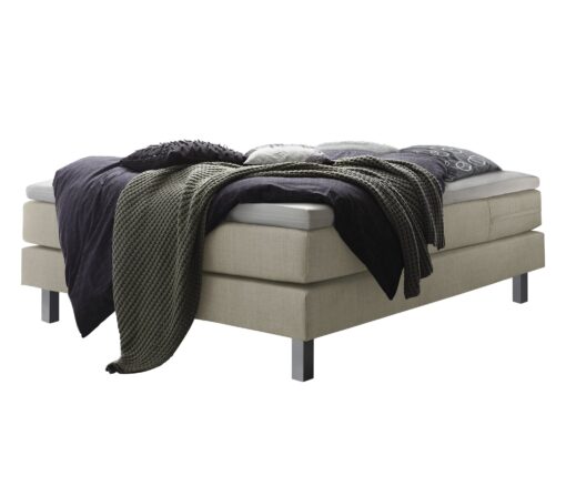 Lit boxspring Basio Hasena 140x200 cm Gris / Beige