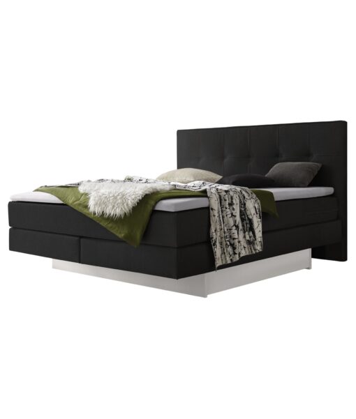 Lit boxspring incl. espace de rangement Miami Hasena 180x200 cm Anthracite / Blanc