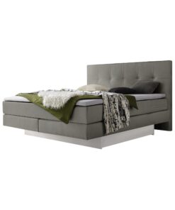 Lit boxspring incl. espace de rangement Miami Hasena 180x200 cm Gris / Blanc