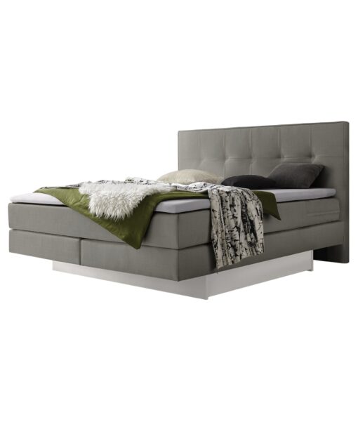 Lit boxspring incl. espace de rangement Miami Hasena 180x200 cm Gris / Blanc