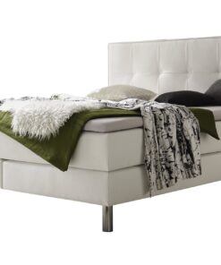 Lit boxspring Fleur Hasena 160x200 cm Gris/Argenté / Blanc