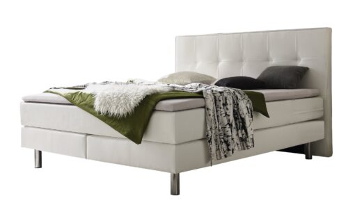 Lit boxspring Fleur Hasena 160x200 cm Gris/Argenté / Blanc