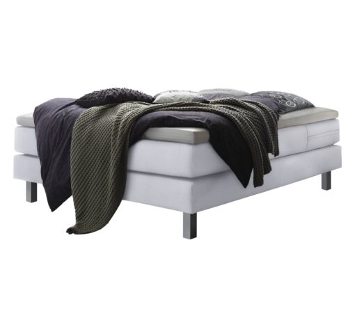 Lit boxspring Basio Hasena 140x200 cm Gris / Blanc