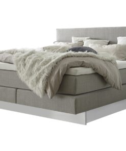 Lit boxspring incl. espace de rangement Denver Hasena 140x200 cm Gris / Blanc