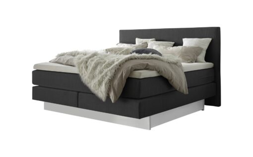 Lit boxspring incl. espace de rangement Denver Hasena 160x200 cm Anthracite / Blanc