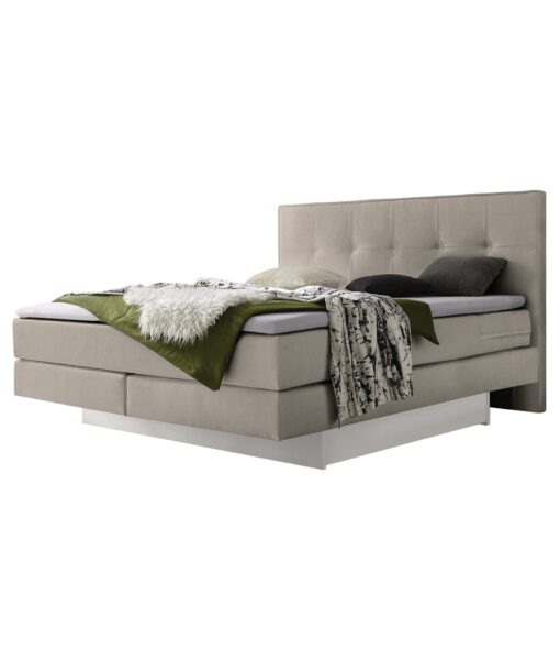 Lit boxspring incl. espace de rangement Miami Hasena 140x200 cm Beige / Blanc