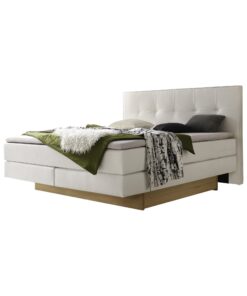 Lit boxspring incl. espace de rangement Miami Hasena 140x200 cm Blanc / Brun