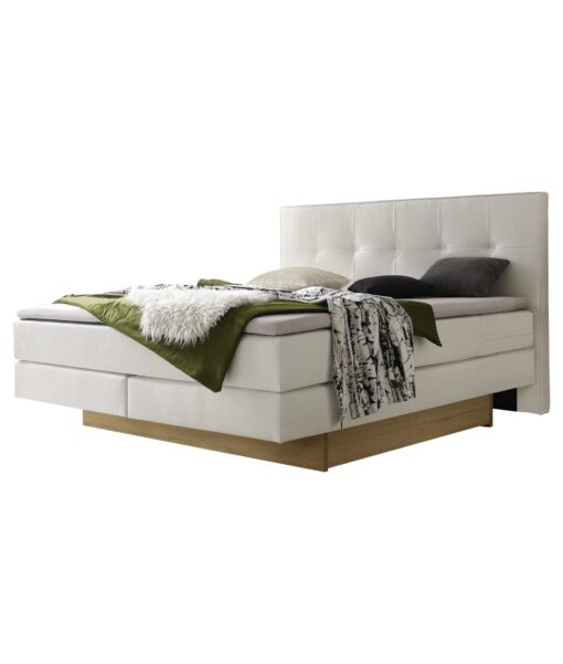 Lit boxspring incl. espace de rangement Miami Hasena 140x200 cm Blanc / Brun