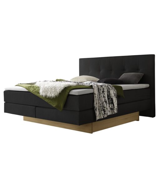 Lit boxspring incl. espace de rangement Miami Hasena 140x200 cm Anthracite / Brun