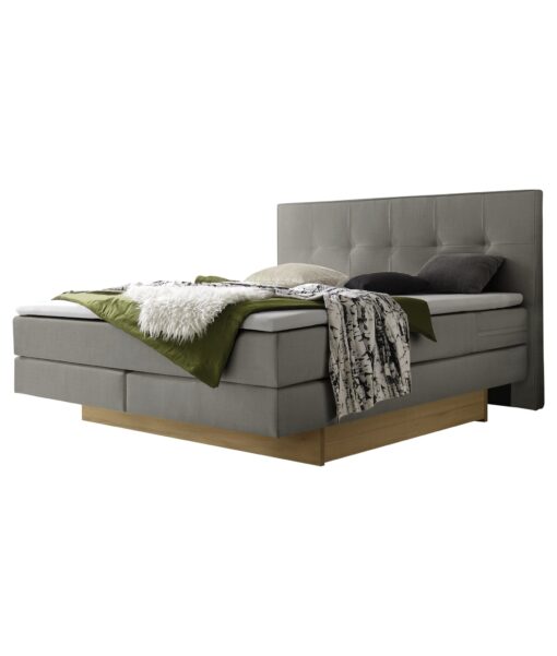 Lit boxspring incl. espace de rangement Miami Hasena 140x200 cm Gris / Brun