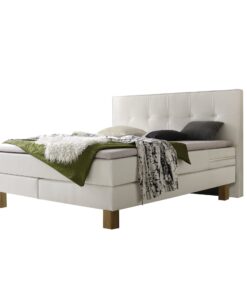 Lit boxspring Lodge Hasena 140x200 cm Blanc / Brun