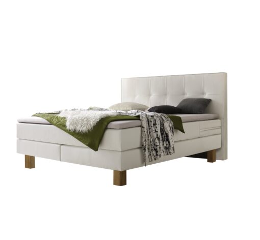 Lit boxspring Lodge Hasena 160x200 cm Blanc / Brun