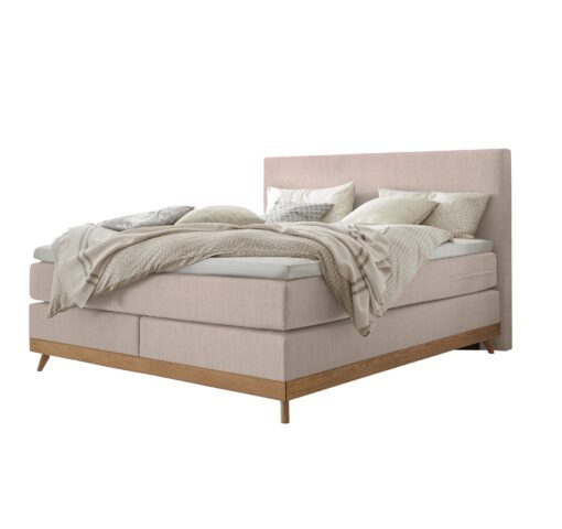 Lit boxspring Scandia Hasena 140x200 cm Beige / Brun