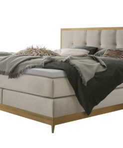 Lit boxspring Villa Hasena 140x200 cm Beige / Brun