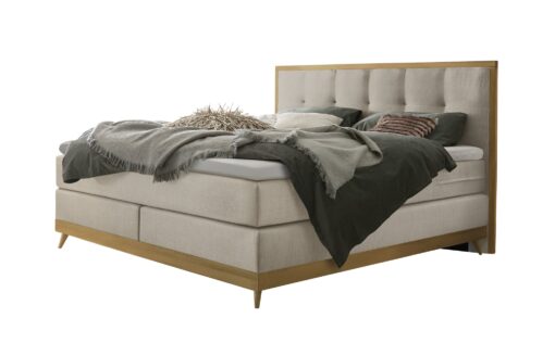 Lit boxspring Villa Hasena 140x200 cm Beige / Brun