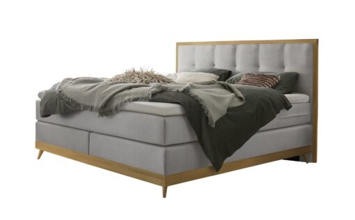 Lit boxspring Villa Hasena 140x200 cm Gris / Brun