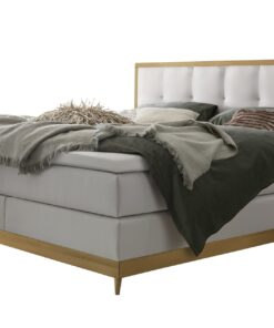 Lit boxspring Villa Hasena 160x200 cm Blanc / Brun