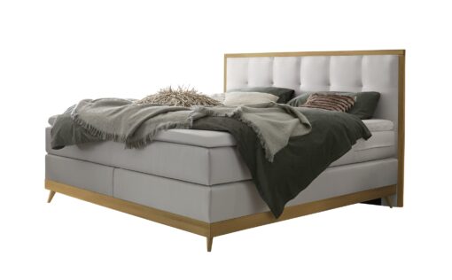 Lit boxspring Villa Hasena 160x200 cm Blanc / Brun