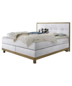 Lit boxspring Chalet Hasena 140x200 cm Blanc / Brun