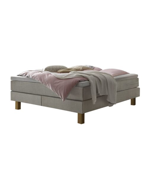 Lit boxspring Isoba Hasena 160x200 cm Gris / Brun