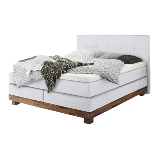 Lit boxspring Boston Hasena 140x200 cm Blanc / Brun