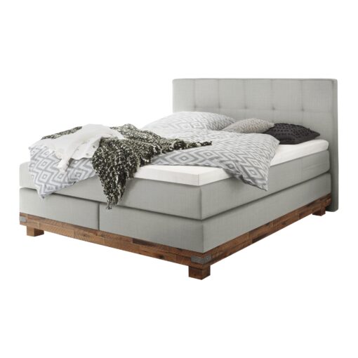 Lit boxspring Boston Hasena 140x200 cm Gris / Brun