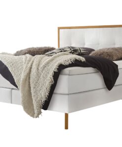 Lit boxspring Nordic Hasena 140x200 cm Blanc / Brun