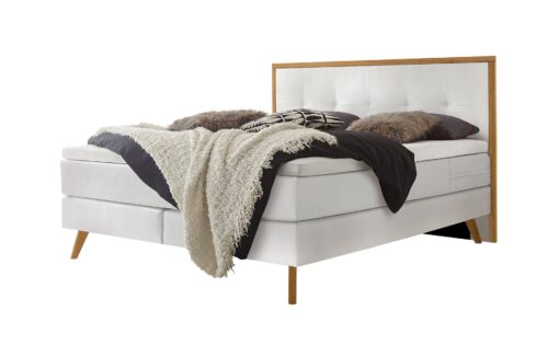 Lit boxspring Nordic Hasena 140x200 cm Blanc / Brun