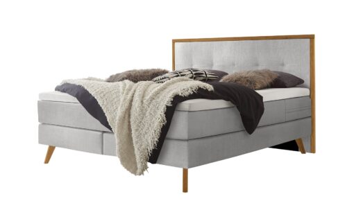 Lit boxspring Nordic Hasena 140x200 cm Gris / Brun