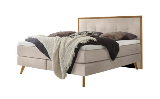 Lit boxspring Nordic Hasena 180x200 cm Beige / Brun