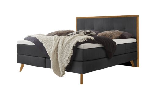 Lit boxspring Nordic Hasena 180x200 cm Anthracite / Brun