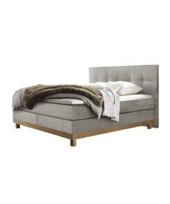 Lit boxspring Bella Hasena 140x200 cm Gris / Brun