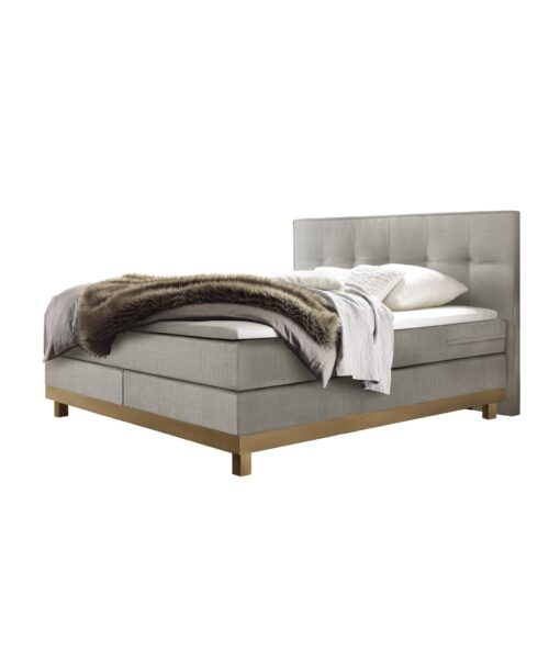 Lit boxspring Bella Hasena 140x200 cm Gris / Brun