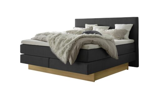 Lit boxspring incl. espace de rangement Denver Hasena 140x200 cm Anthracite / Brun