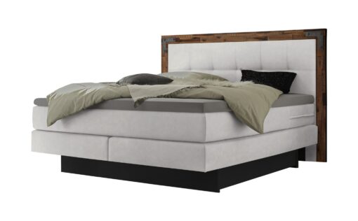 Lit boxspring incl. espace de rangement Nevada Hasena 140x200 cm Blanc / Brun