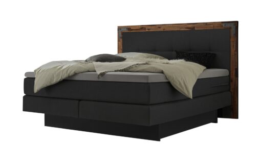 Lit boxspring incl. espace de rangement Nevada Hasena 140x200 cm Anthracite / Brun